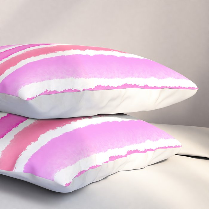 Wide Watercolour Stripes - Pink Pillow Sham Gallery Image 3