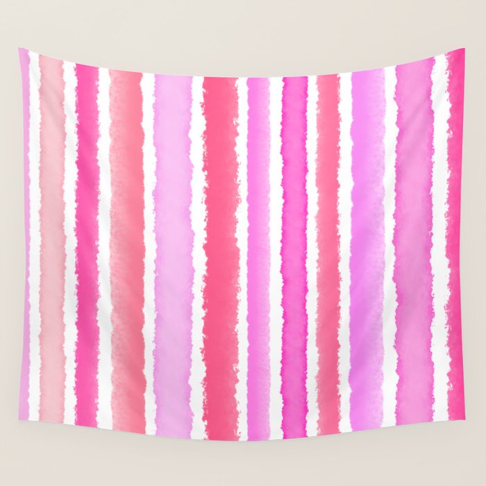 Wide Watercolour Stripes - Pink Wall Tapestry Gallery Image 4