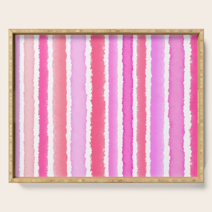 Wide Watercolour Stripes - Pink Serving Tray Gallery Image 1