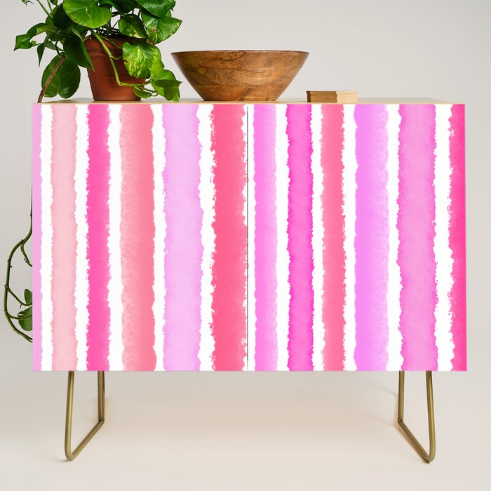 Wide Watercolour Stripes - Pink Credenza Gallery Image 1