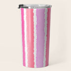 Wide Watercolour Stripes - Pink Travel Mug Gallery Image 3