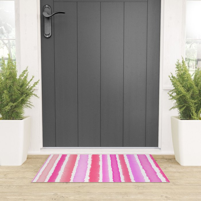 Wide Watercolour Stripes - Pink Welcome Mat Gallery Image 3