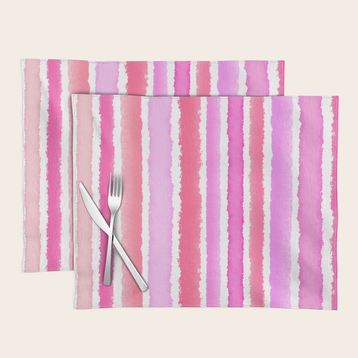Wide Watercolour Stripes - Pink Placemat Gallery Image 1