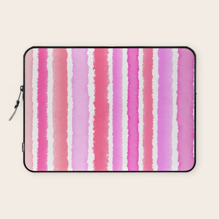 Wide Watercolour Stripes - Pink Laptop Sleeve Gallery Image 1