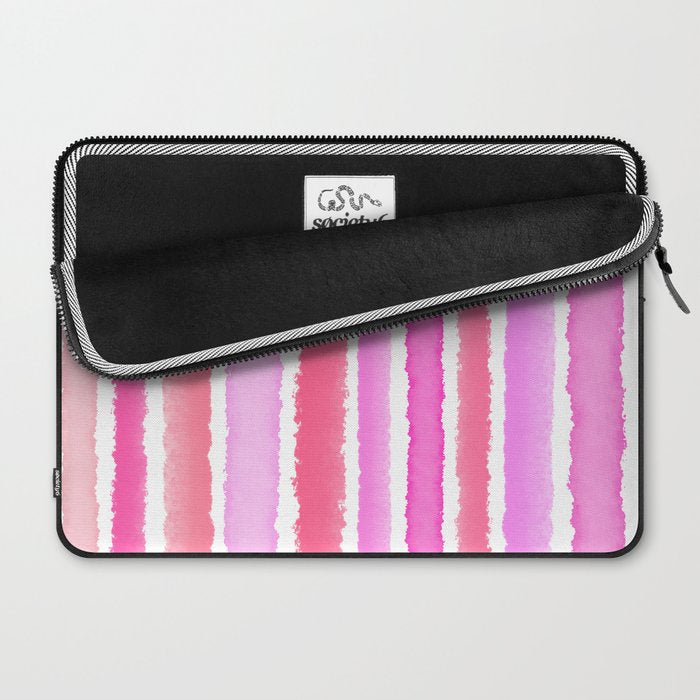 Wide Watercolour Stripes - Pink Laptop Sleeve Gallery Image 2