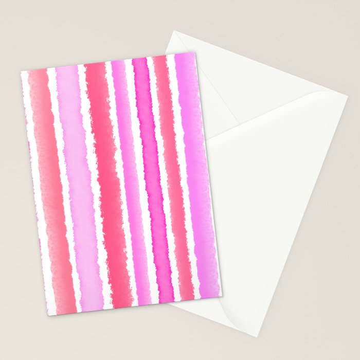 Wide Watercolour Stripes - Pink Stationery Card Gallery Image 2