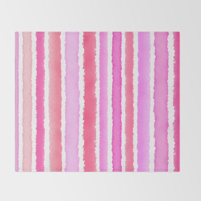 Wide Watercolour Stripes - Pink Throw Blanket Gallery Image 2