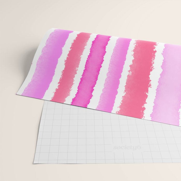 Wide Watercolour Stripes - Pink Wrapping Paper Gallery Image 2