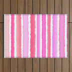 Wide Watercolour Stripes - Pink Outdoor Rug Gallery Image 1