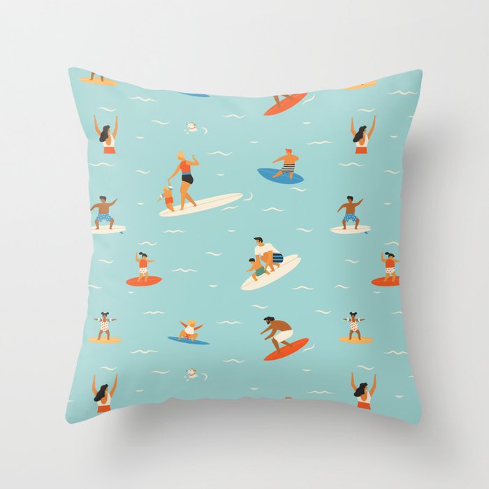 Surfing kids Throw Pillow Gallery Image 6