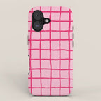 Hot Pink on Blush Checkered Grid iPhone Case Gallery Image 1
