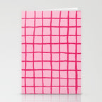 Hot Pink on Blush Checkered Grid Stationery Card Gallery Image 2