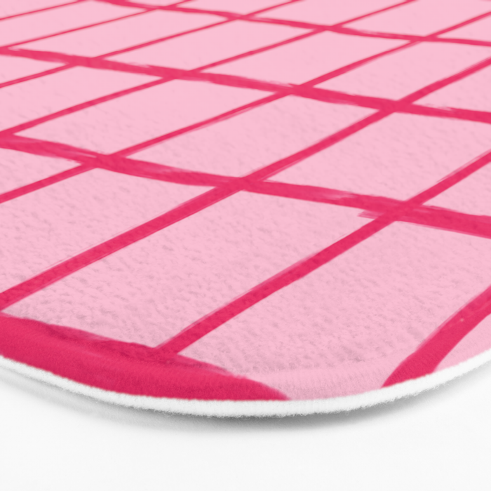 Hot Pink on Blush Checkered Grid Bath Mat Gallery Image 3