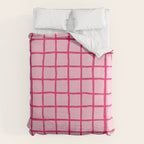 Hot Pink on Blush Checkered Grid Duvet Cover Gallery Image 6