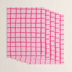 Hot Pink on Blush Checkered Grid Wrapping Paper Gallery Image 3