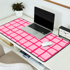 Hot Pink on Blush Checkered Grid Desk Mat Gallery Image 2