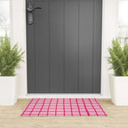 Hot Pink on Blush Checkered Grid Welcome Mat Gallery Image 3