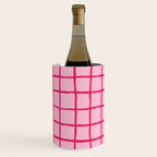 Hot Pink on Blush Checkered Grid Wine Chiller Gallery Image 2