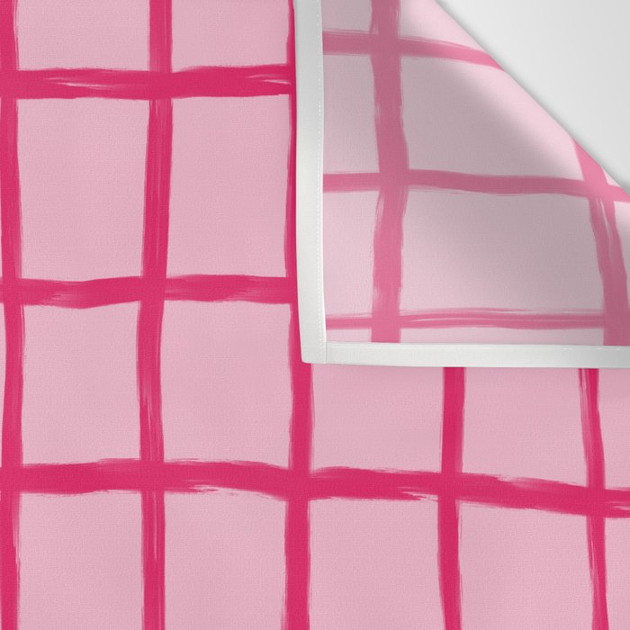 Hot Pink on Blush Checkered Grid Wall Tapestry Gallery Image 3