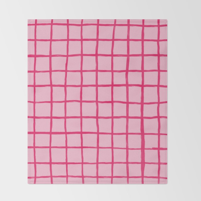 Hot Pink on Blush Checkered Grid Throw Blanket Gallery Image 2
