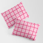 Hot Pink on Blush Checkered Grid Pillow Sham Gallery Image 3