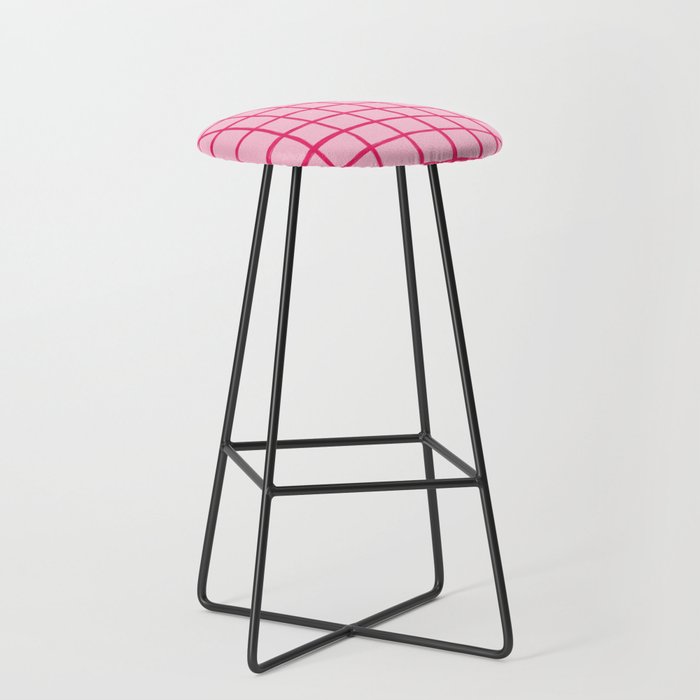 Hot Pink on Blush Checkered Grid Stool Gallery Image 1