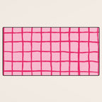 Hot Pink on Blush Checkered Grid Desk Mat Gallery Image 3