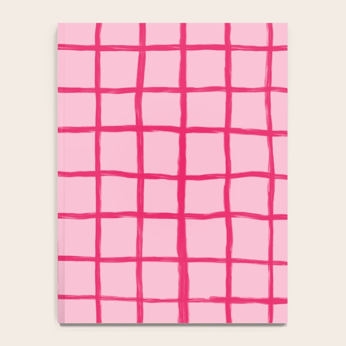 Hot Pink on Blush Checkered Grid Notebook Gallery Image 4