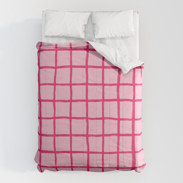 Hot Pink on Blush Checkered Grid Comforter Gallery Image 6