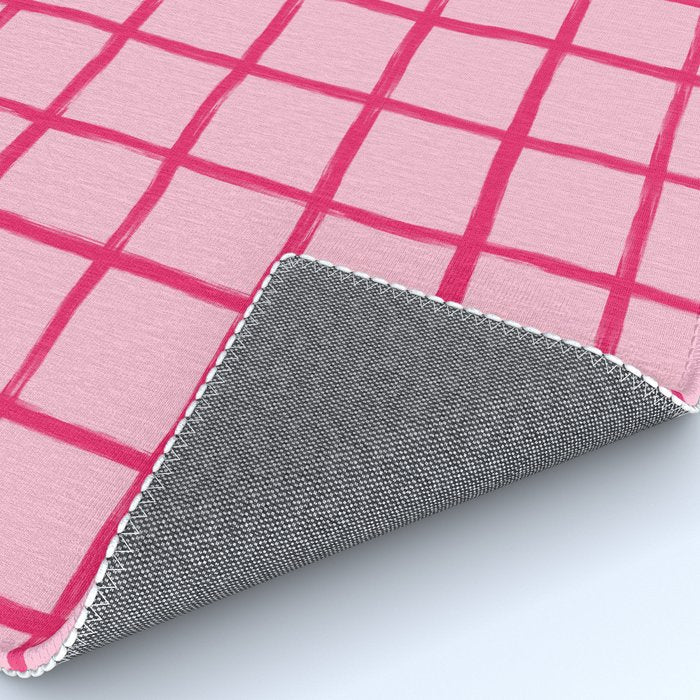 Hot Pink on Blush Checkered Grid Rug Gallery Image 4