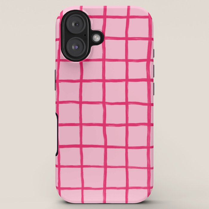 Hot Pink on Blush Checkered Grid iPhone Case Gallery Image 5