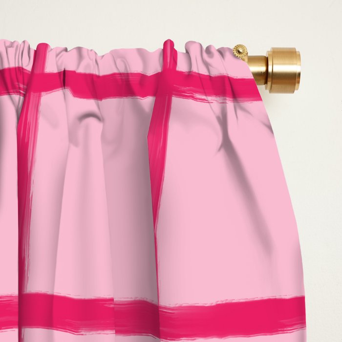 Hot Pink on Blush Checkered Grid Window Curtain Gallery Image 2