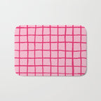 Hot Pink on Blush Checkered Grid Bath Mat Gallery Image 1