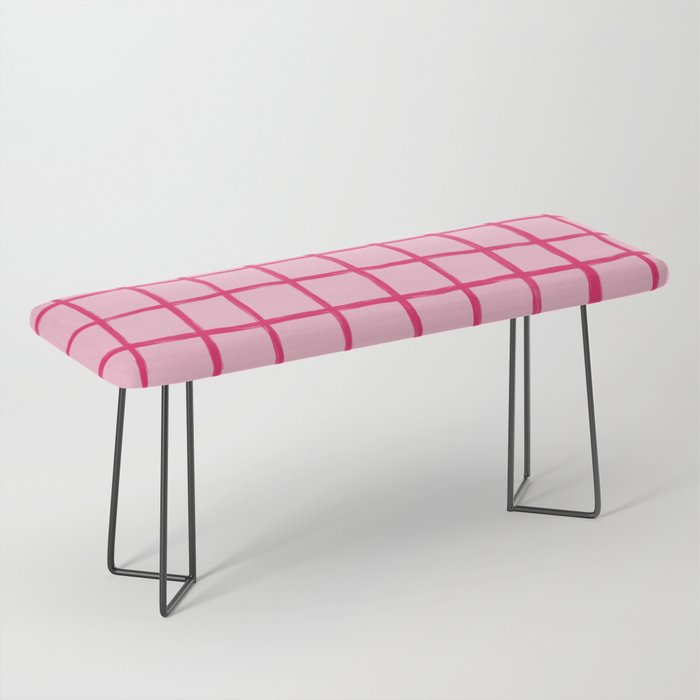 Hot Pink on Blush Checkered Grid Bench Gallery Image 1