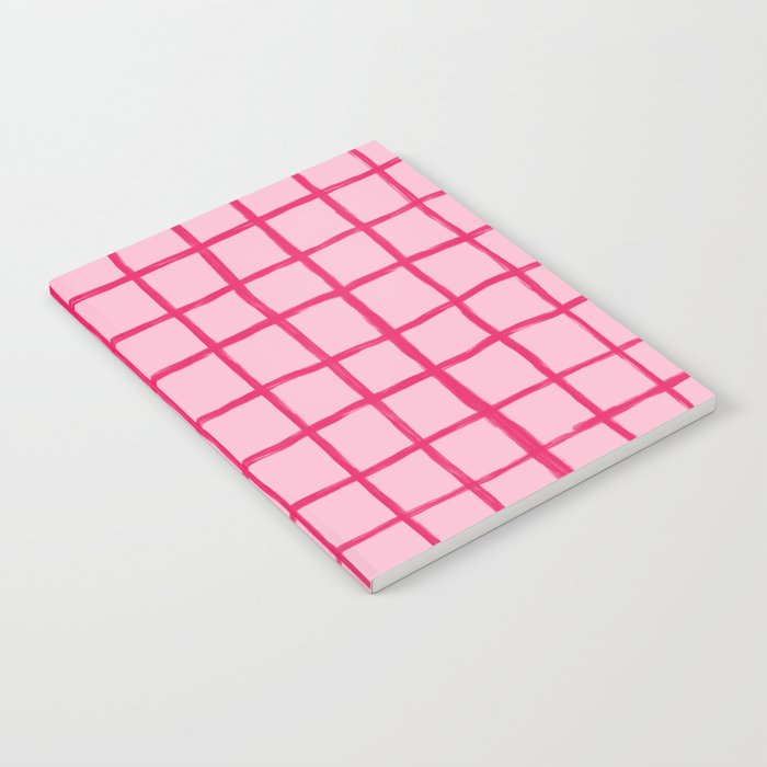 Hot Pink on Blush Checkered Grid Notebook Gallery Image 2