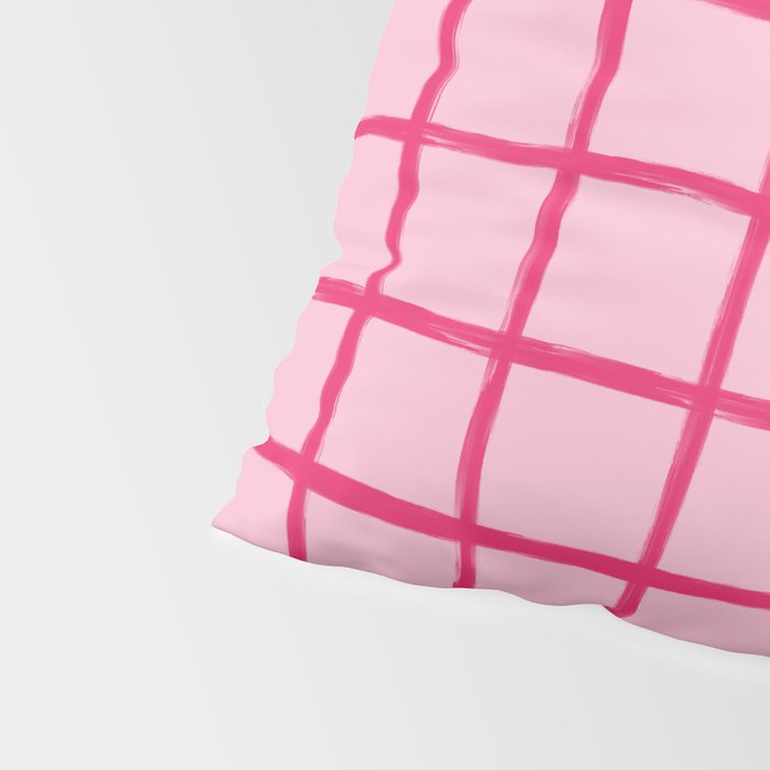 Hot Pink on Blush Checkered Grid Pillow Sham Gallery Image 4
