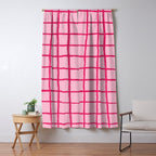 Hot Pink on Blush Checkered Grid Window Curtain Gallery Image 5
