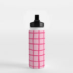 Hot Pink on Blush Checkered Grid Water Bottle Gallery Image 2