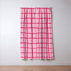 Hot Pink on Blush Checkered Grid Window Curtain Gallery Image 3