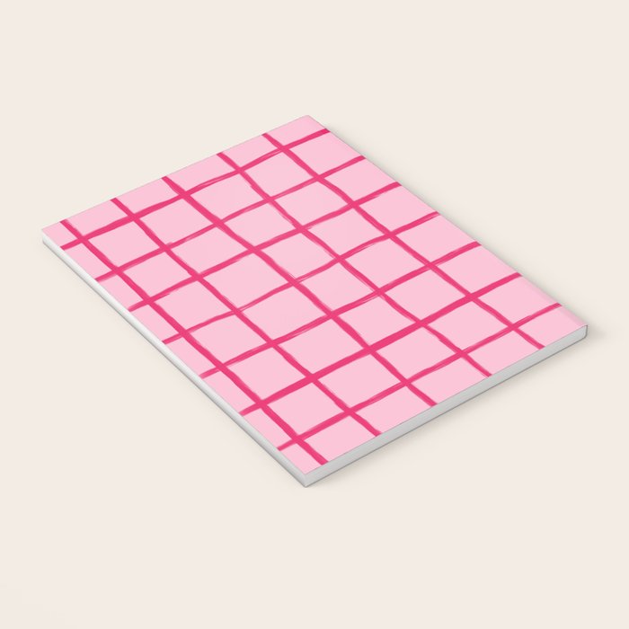 Hot Pink on Blush Checkered Grid Notebook Gallery Image 3