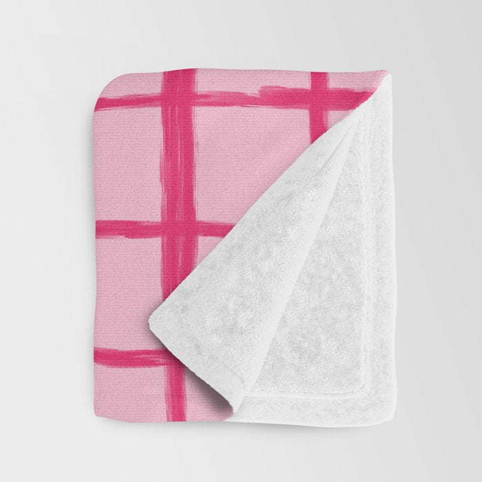 Hot Pink on Blush Checkered Grid Throw Blanket Gallery Image 3