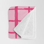 Hot Pink on Blush Checkered Grid Throw Blanket Gallery Image 3