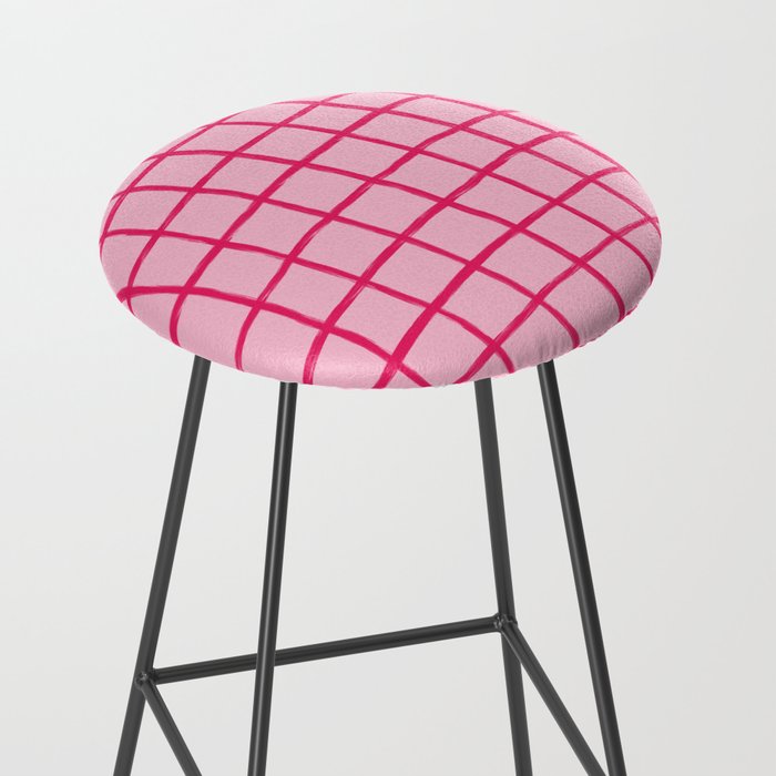 Hot Pink on Blush Checkered Grid Stool Gallery Image 2