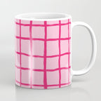 Hot Pink on Blush Checkered Grid Coffee Mug Gallery Image 1