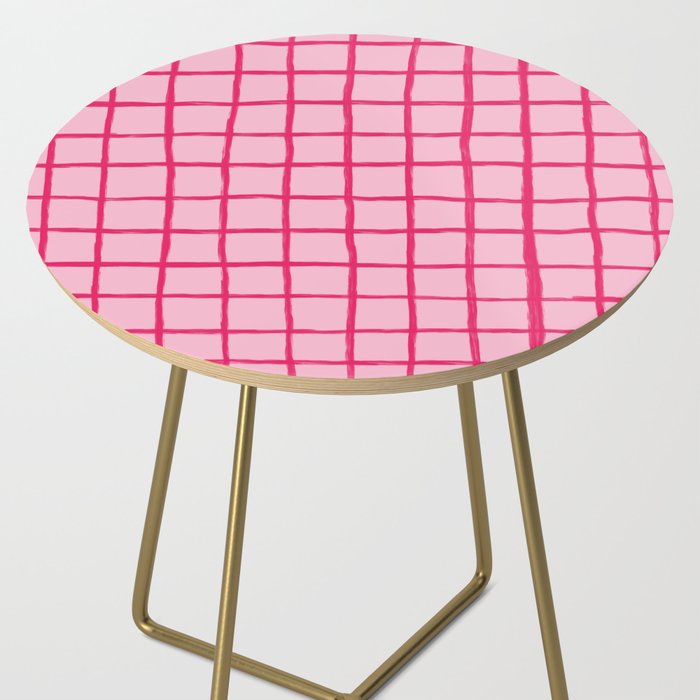 Hot Pink on Blush Checkered Grid Side Table Gallery Image 2