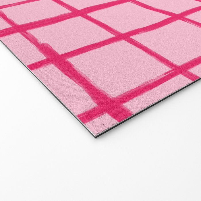 Hot Pink on Blush Checkered Grid Welcome Mat Gallery Image 2
