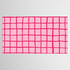 Hot Pink on Blush Checkered Grid Tablecloth Gallery Image 2