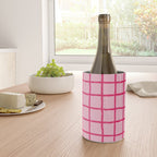 Hot Pink on Blush Checkered Grid Wine Chiller Gallery Image 4