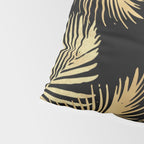 Gold Palm Leaves on Black Pillow Sham Gallery Image 4