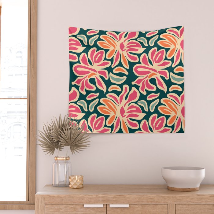 Abstract vintage flower art pattern Wall Tapestry Gallery Image 2
